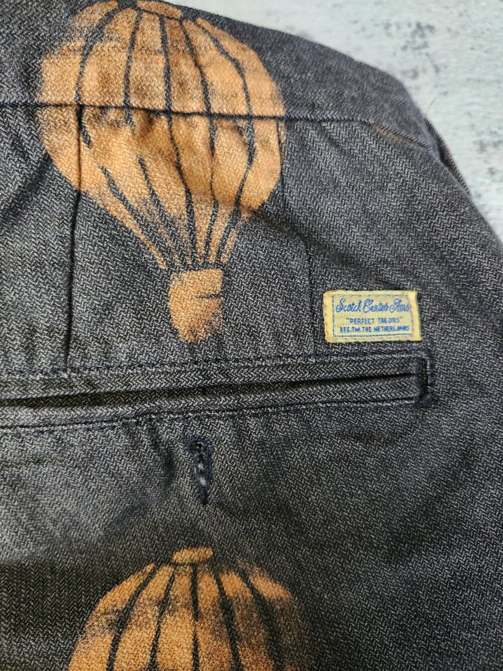 Scotch & Soda Charcoal Grey Custom Hand Painted Hot Air Balloon Pants